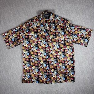 NICOLE MILLER Silk Shirt Womens Button Up JAZZ! RARE Novelty Vintage 1997 Medium